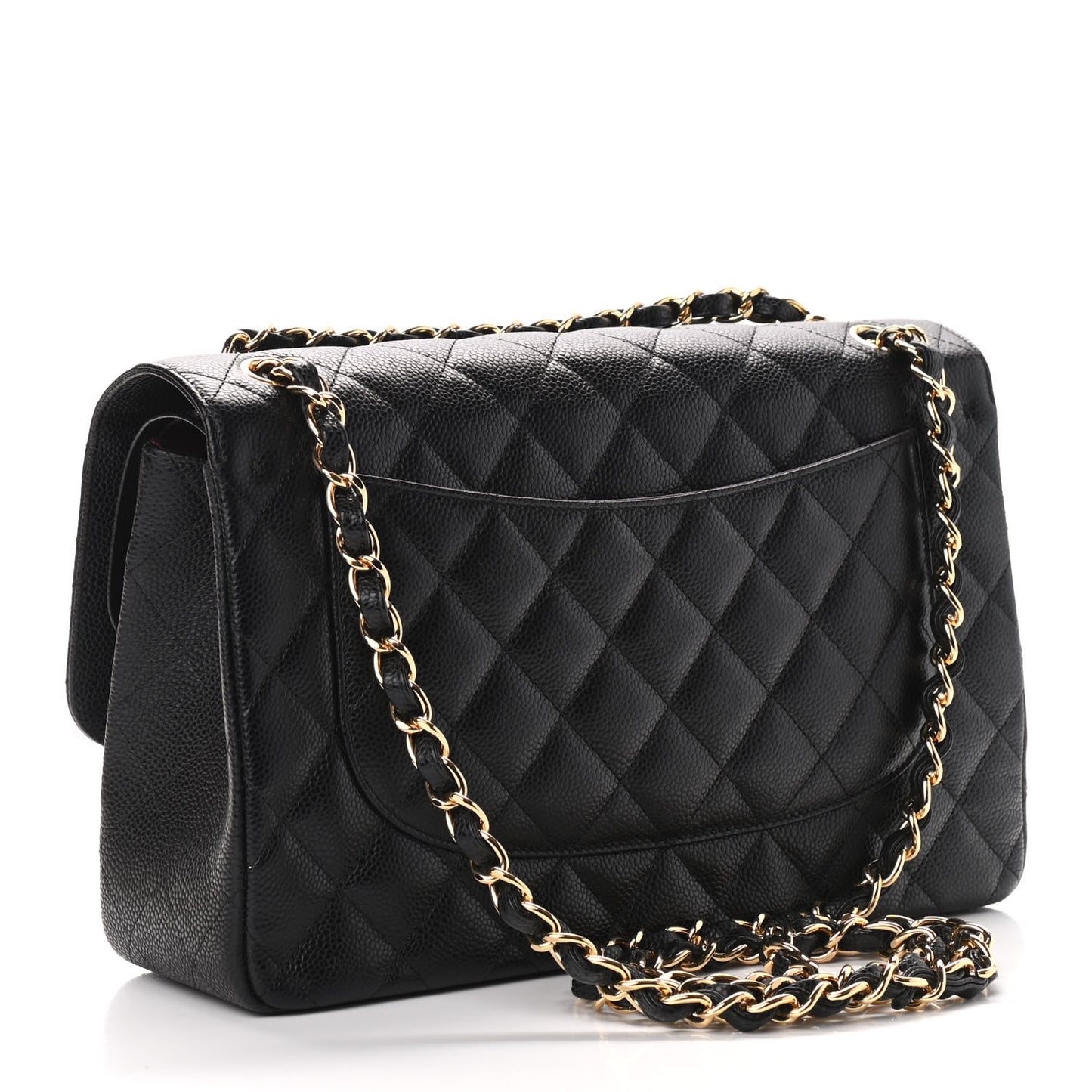 Caviar Quilted Jumbo Double Flap Black
