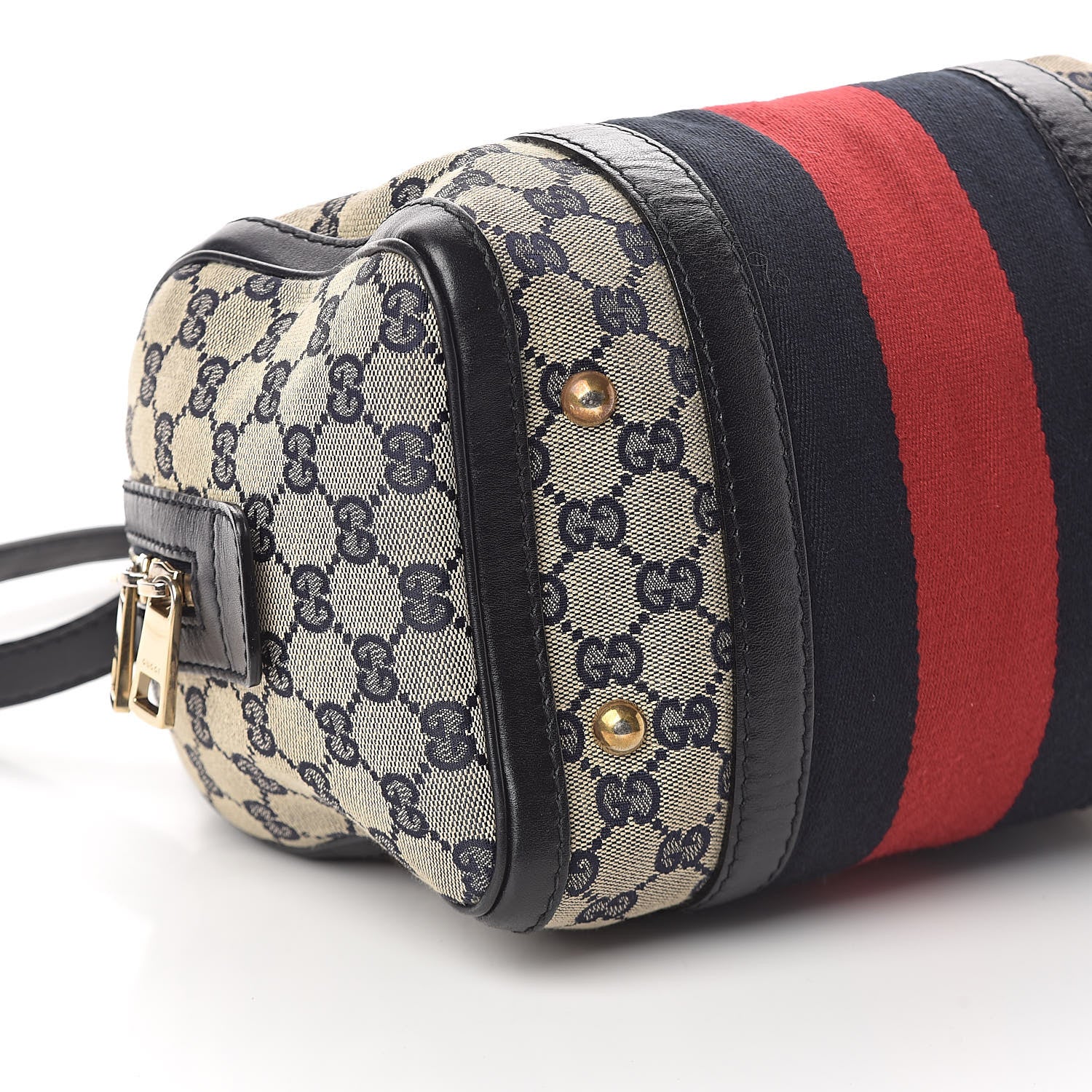 Gucci Monogram Vintage Web Small Boston Navy 8 of 10
