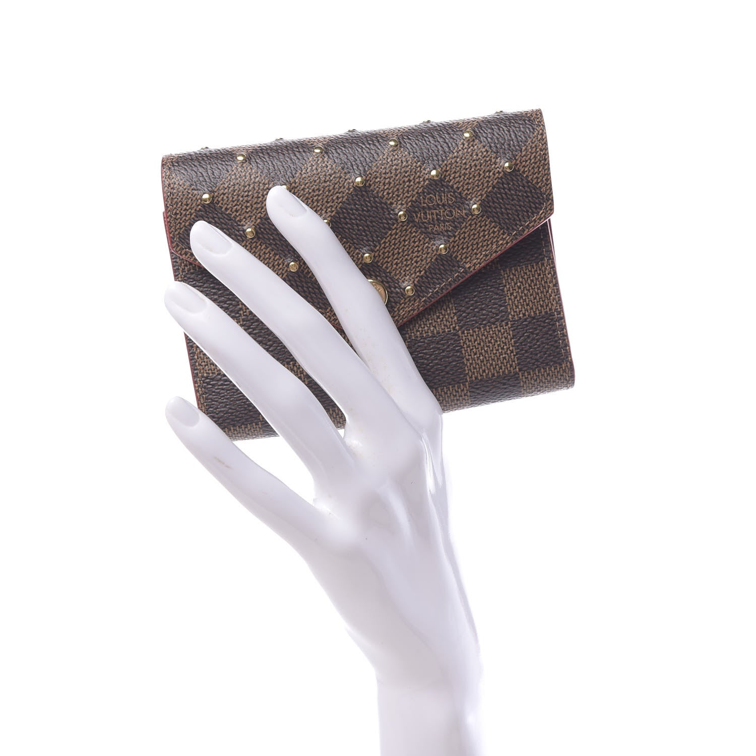 Louis Vuitton Damier Ebene Studded Victorine Wallet Cherry 2 of 7