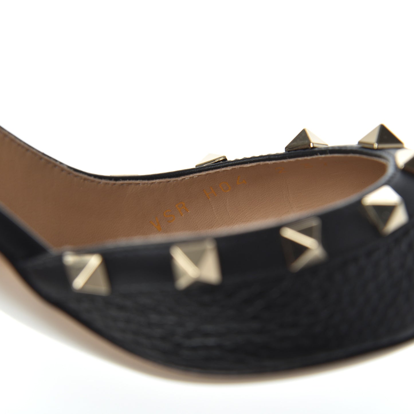 Pebbled Calfskin Rockstud Half d'Orsay Slingback 85mm Pumps 37.5 Black