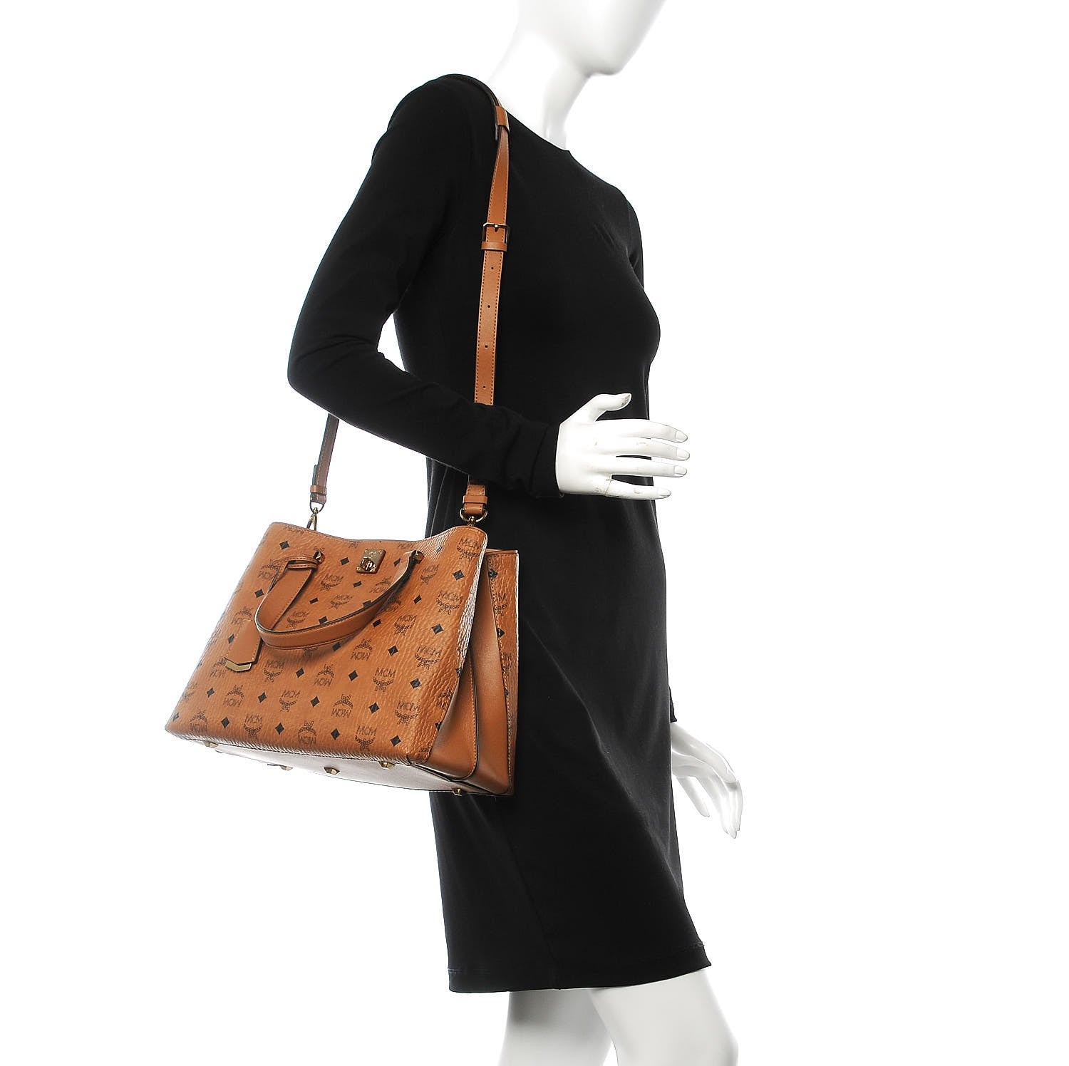 MCM Visetos Large Essential Tote Cognac 3 of 9