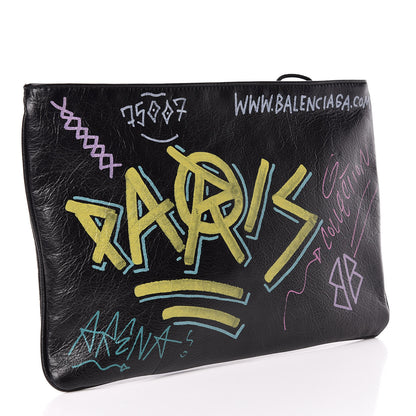 Balenciaga Agneau Arena Graffiti All Over Zip Pouch Black Multicolor 3 of 6