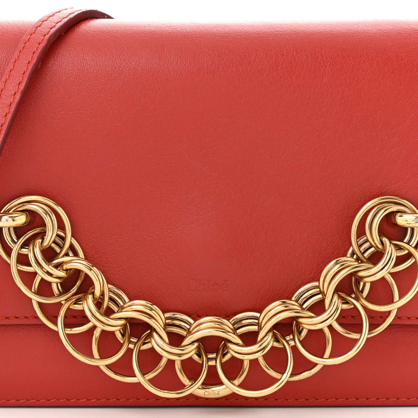 Calfskin Drew Bijou Clutch Earthy Red