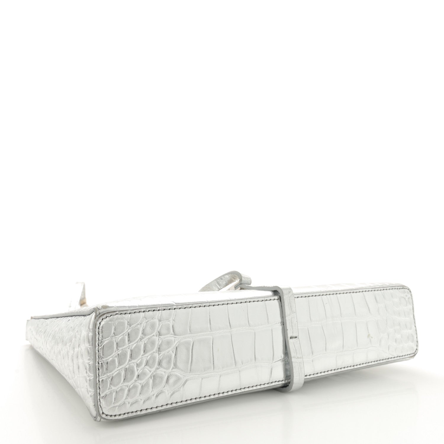 Givenchy Metallic Calfskin Croc Embossed Small Cut Out Shoulder Bag Silver 4 of 12