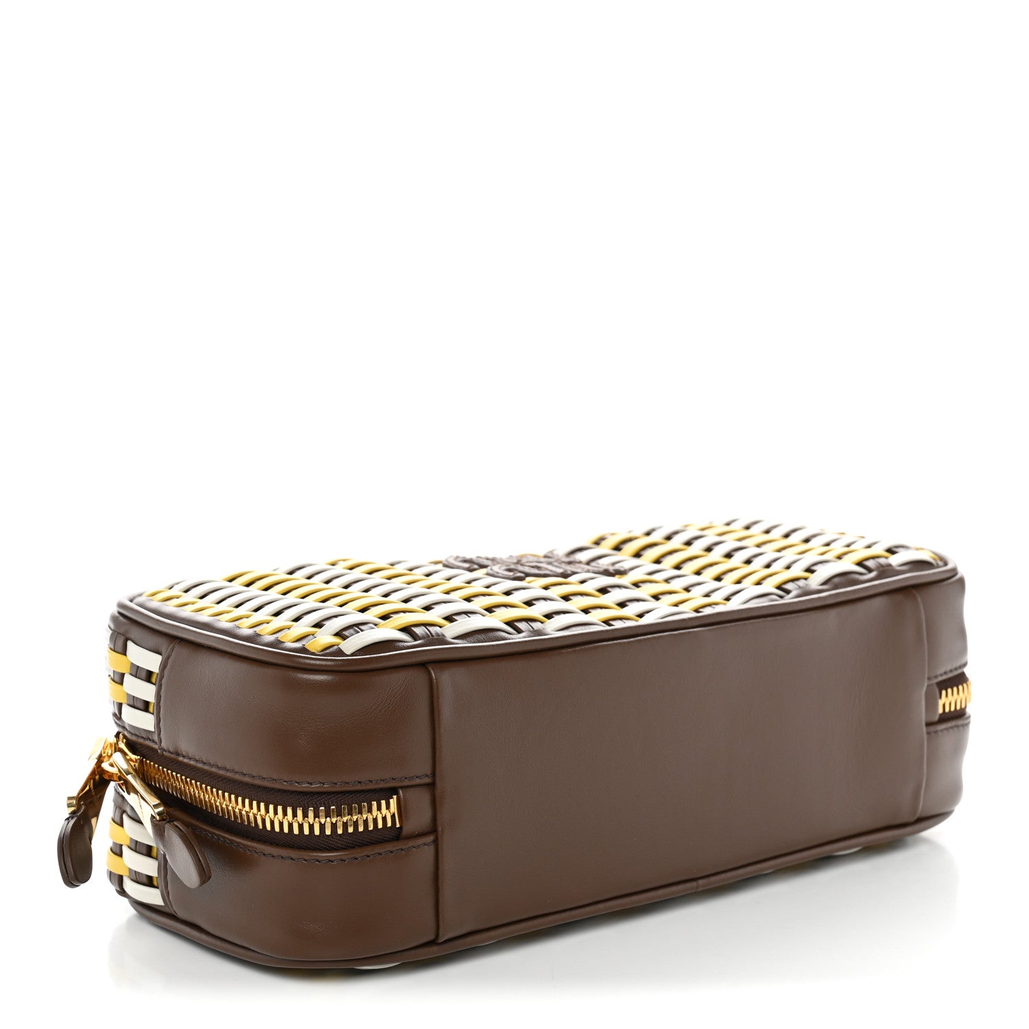 Miu Miu Woven Calfskin Small Beau Top Handle Bag Acero Sole Talco 4 of 9