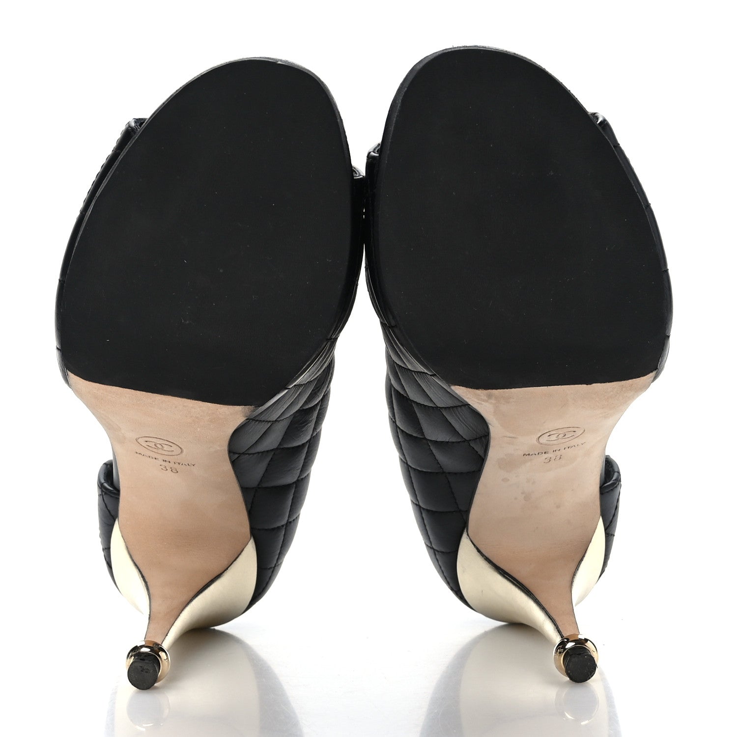 Chanel Calfskin Quilted Peep Toe Pumps 38 Black 5 of 8