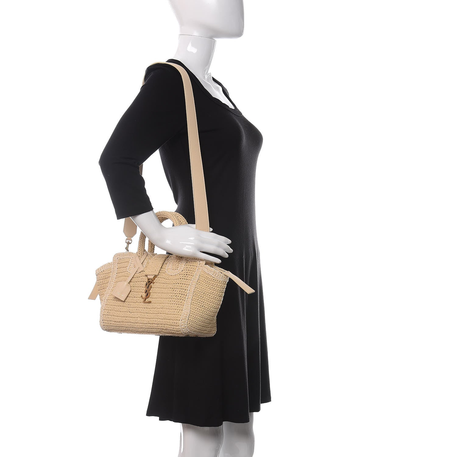Saint Laurent Raffia Baby Monogram Downtown Cabas 2 of 9