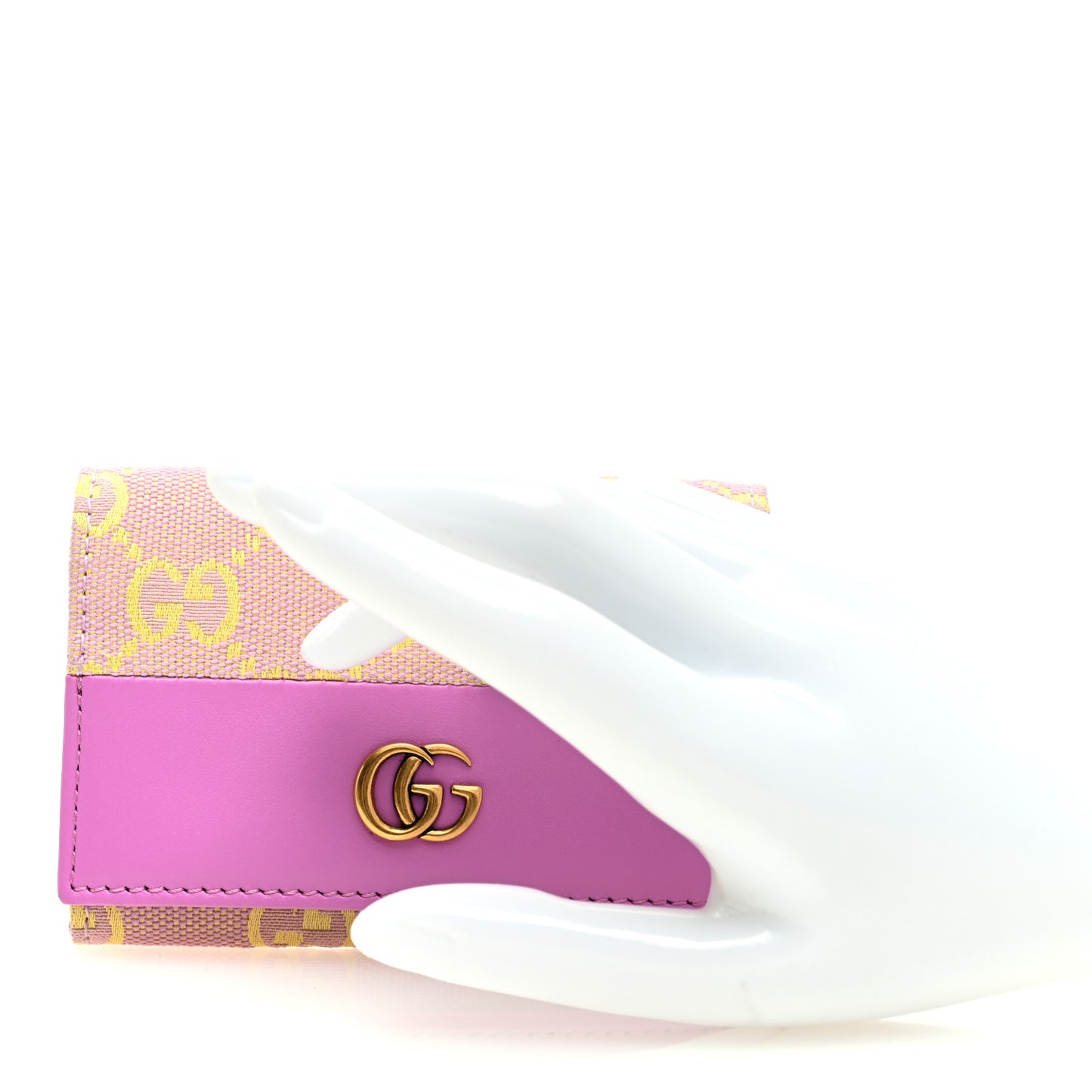 Moire Calfskin Monogram Bi-Fold Card Case Lilac Yellow