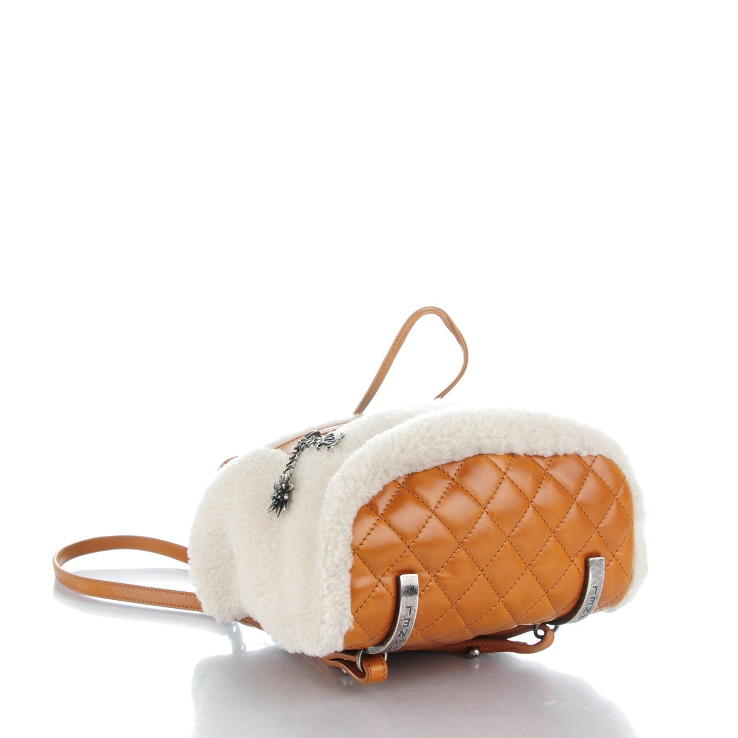 Chanel Glazed Calfskin Shearling Quilted Small Mountain Backpack Brown 4 of 9