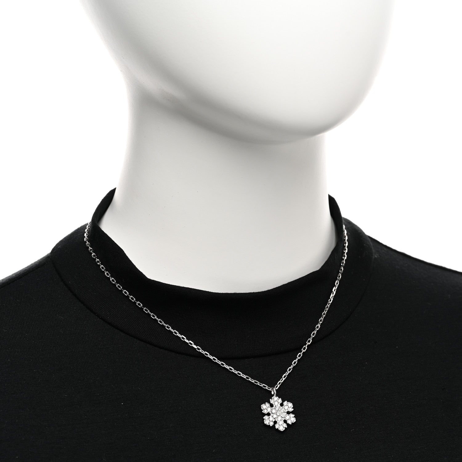 Bulgari 18K White Gold Diamond Snowflake Pendant Necklace 2 of 4