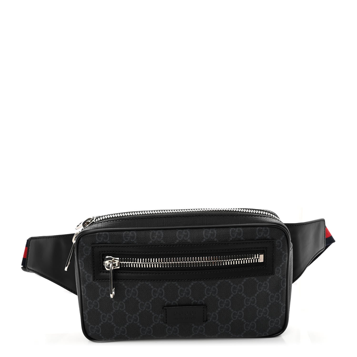 Gucci Soft GG Supreme Monogram Web Belt Bag Black Grey 1 of 10