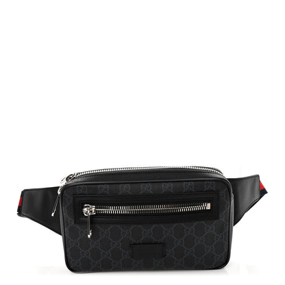 Gucci Soft GG Supreme Monogram Web Belt Bag Black Grey 1 of 10