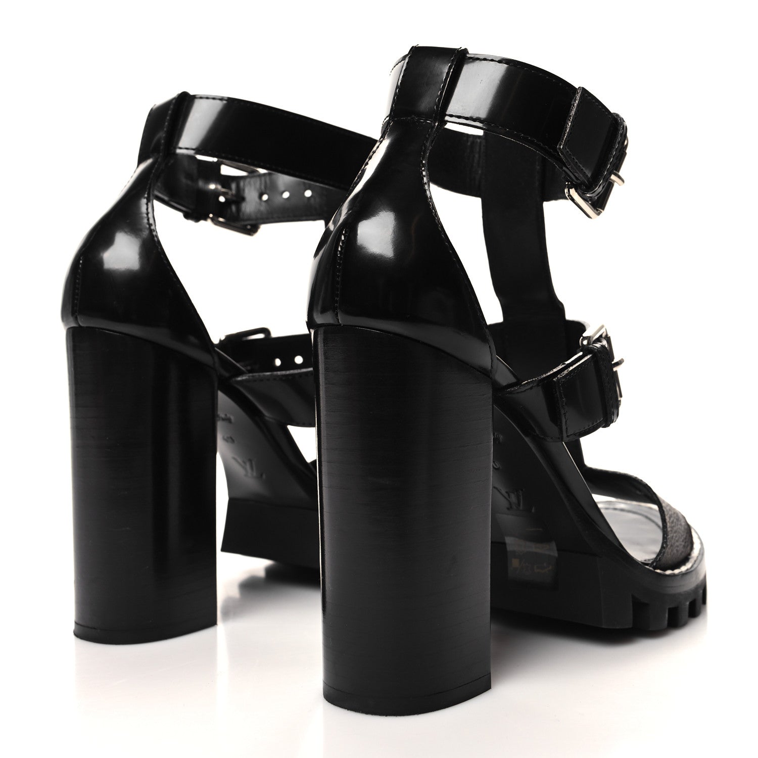 Louis Vuitton LOUIS VUITTON Patent Calfskin Monogram Star Trail Sandal 40 Black 4 of 9