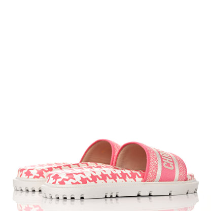 Christian Dior Micro PDP Cotton Houndstooth Embroidered Dway 10mm Slide Sandals 38 Peony 4 of 9