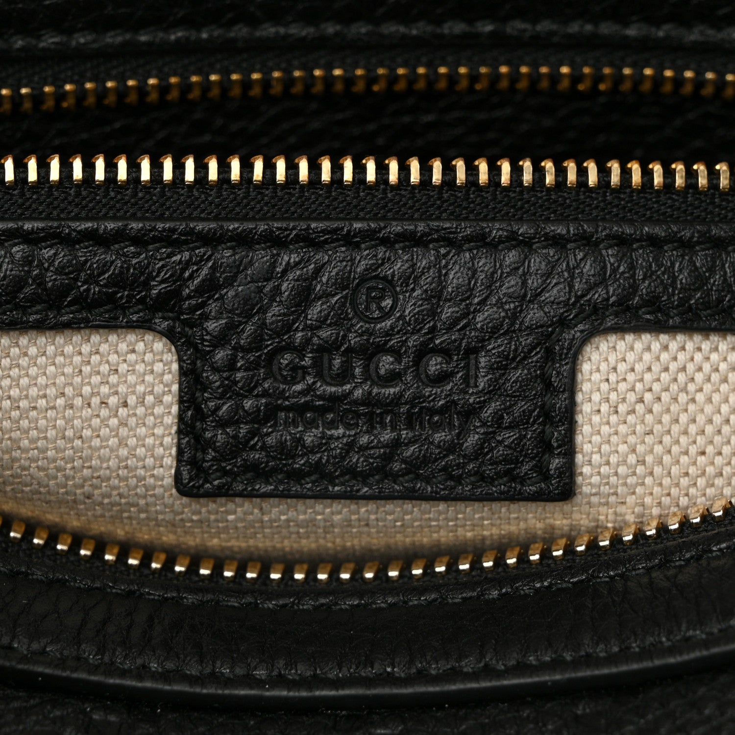 Gucci GG Grainy Calfskin Emblem Small Top Handle Bag Black 6 of 10