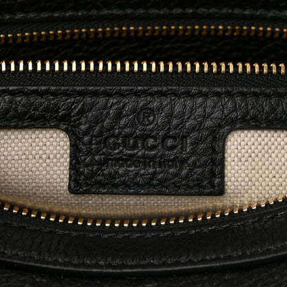 Gucci GG Grainy Calfskin Emblem Small Top Handle Bag Black 6 of 10