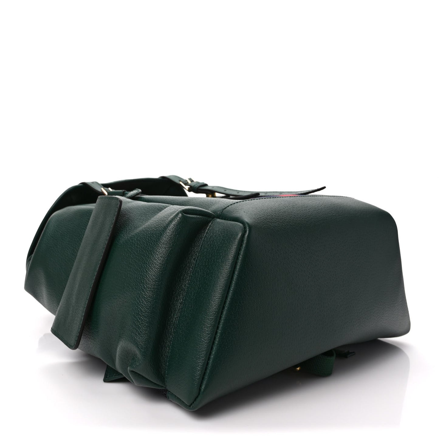 Grained Calfskin Medium Ophidia Double Buckle Backpack Green