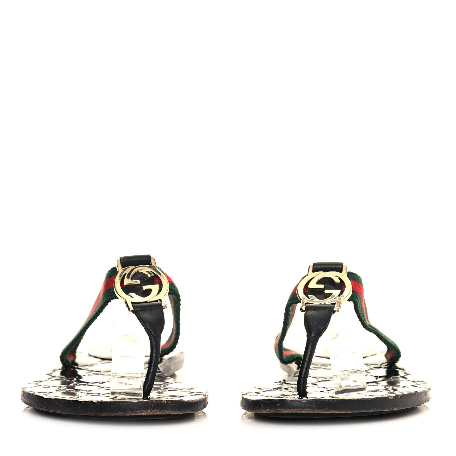 Gucci Nylon Guccissima Web Womens Thong Sandals 35.5 Green Red Black 2 of 8