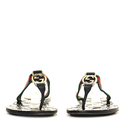 Gucci Nylon Guccissima Web Womens Thong Sandals 35.5 Green Red Black 2 of 8