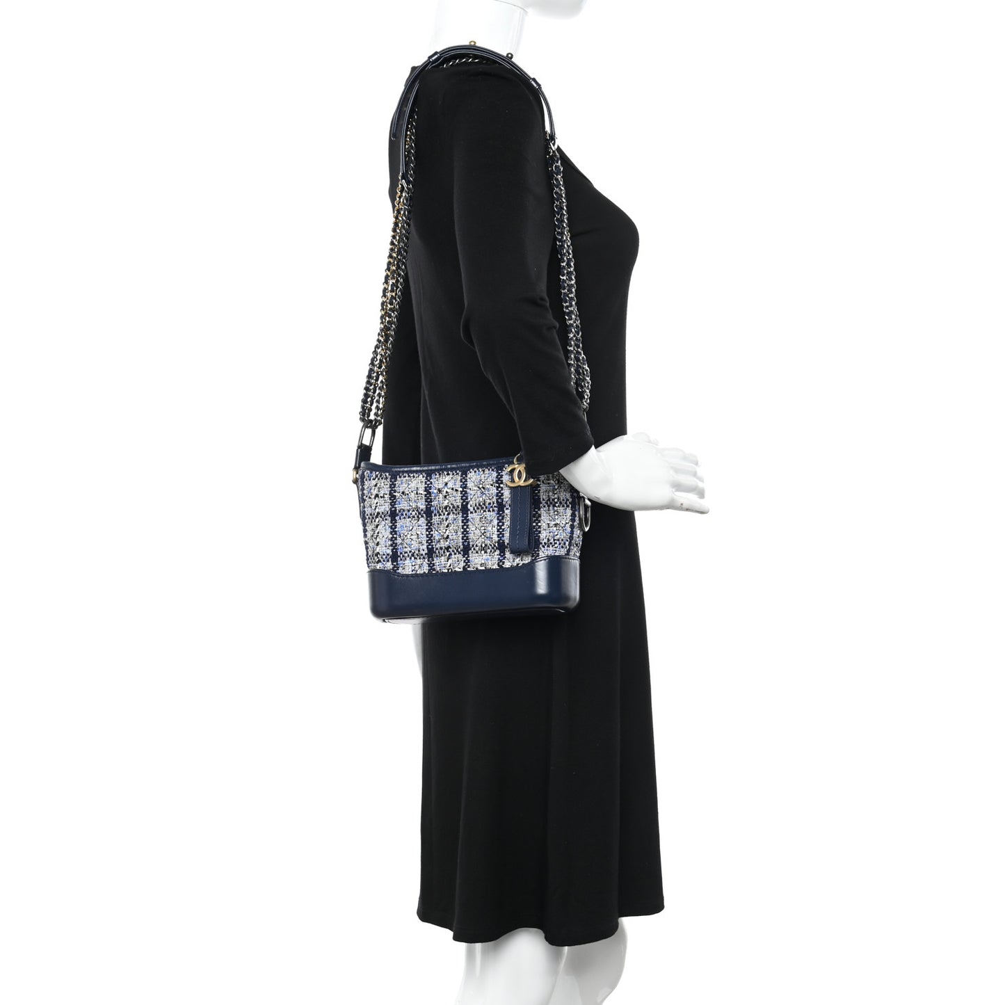 Tweed Calfskin Small Gabrielle Hobo Blue