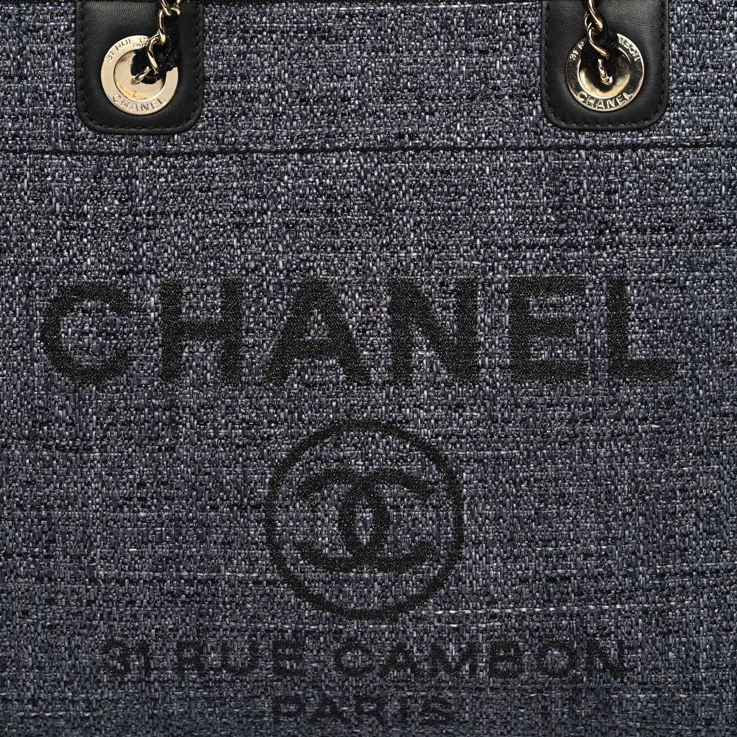 Mixed Fibers Calfskin Small Deauville Tote Blue