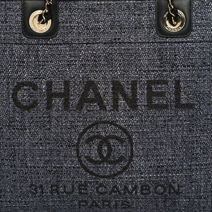 Chanel Mixed Fibers Calfskin Small Deauville Tote Blue 8 of 11