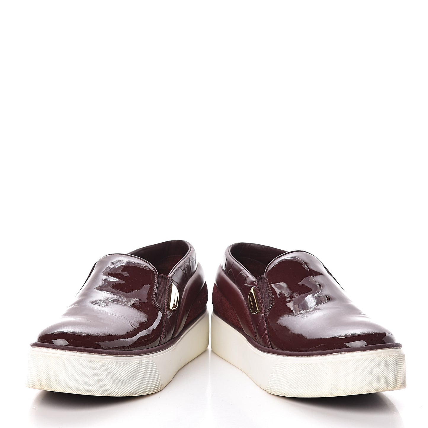 Alligator Patent Calfskin Catwalk Slip On Sneakers 36 Bordeaux