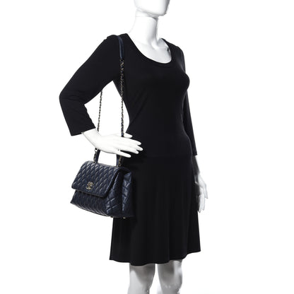 Chanel Iridescent Caviar Quilted Small Coco Handle Flap Dark Blue 2 of 9