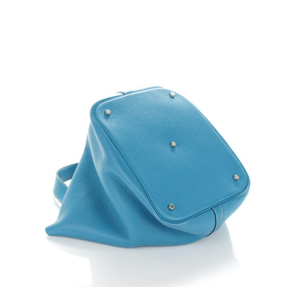 Hermes Taurillon Clemence Picotin GM Blue Jean 4 of 5