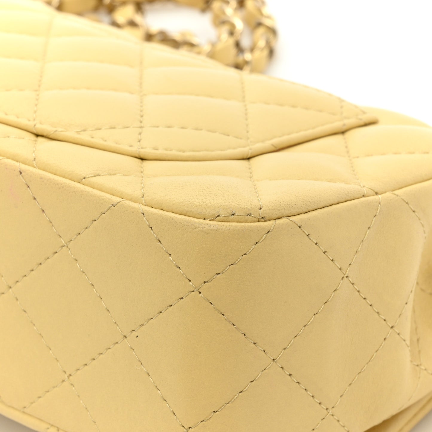 Lambskin Quilted Mini Rectangular Flap Yellow