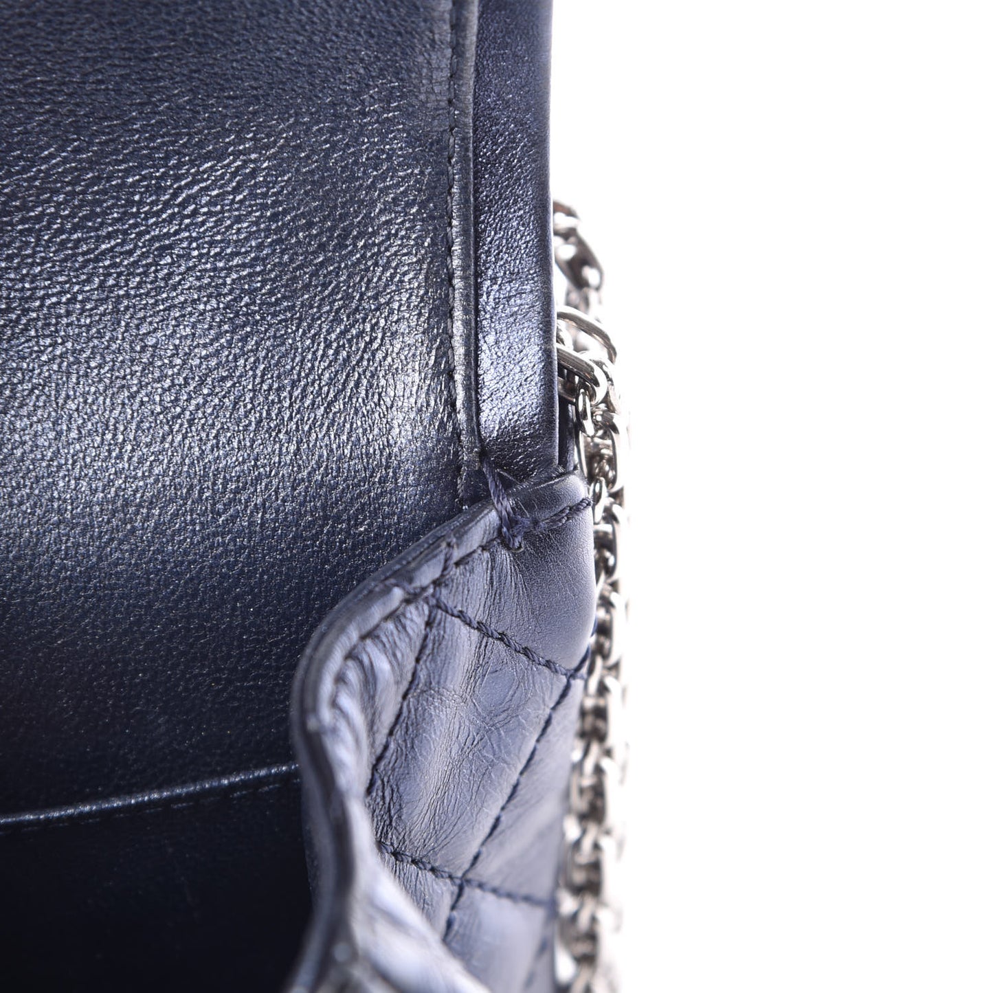 Metallic Aged Calfskin Quilted 2.55 Reissue 224 Flap Blue