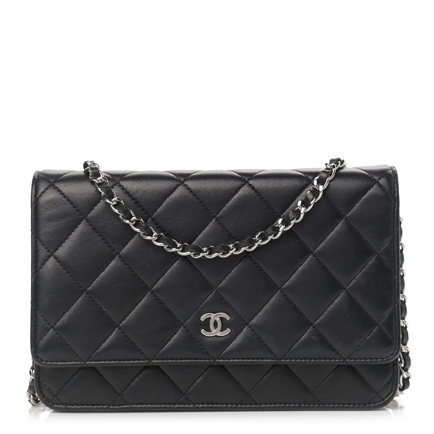 Chanel Lambskin Quilted Wallet On Chain WOC Black 1 of 13