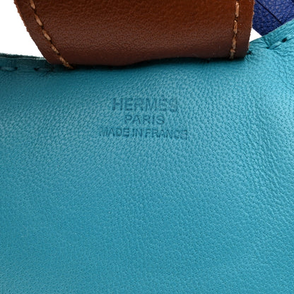 Hermes Milo Lambskin Grigri Rodeo Horse Bag Charm GM Bleu Azteque Bleu Electrique Fauve 3 of 4