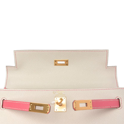 Hermes Epsom Bi-Color Horseshoe Kelly Sellier 25 Craie Rose Azalee 15 of 36