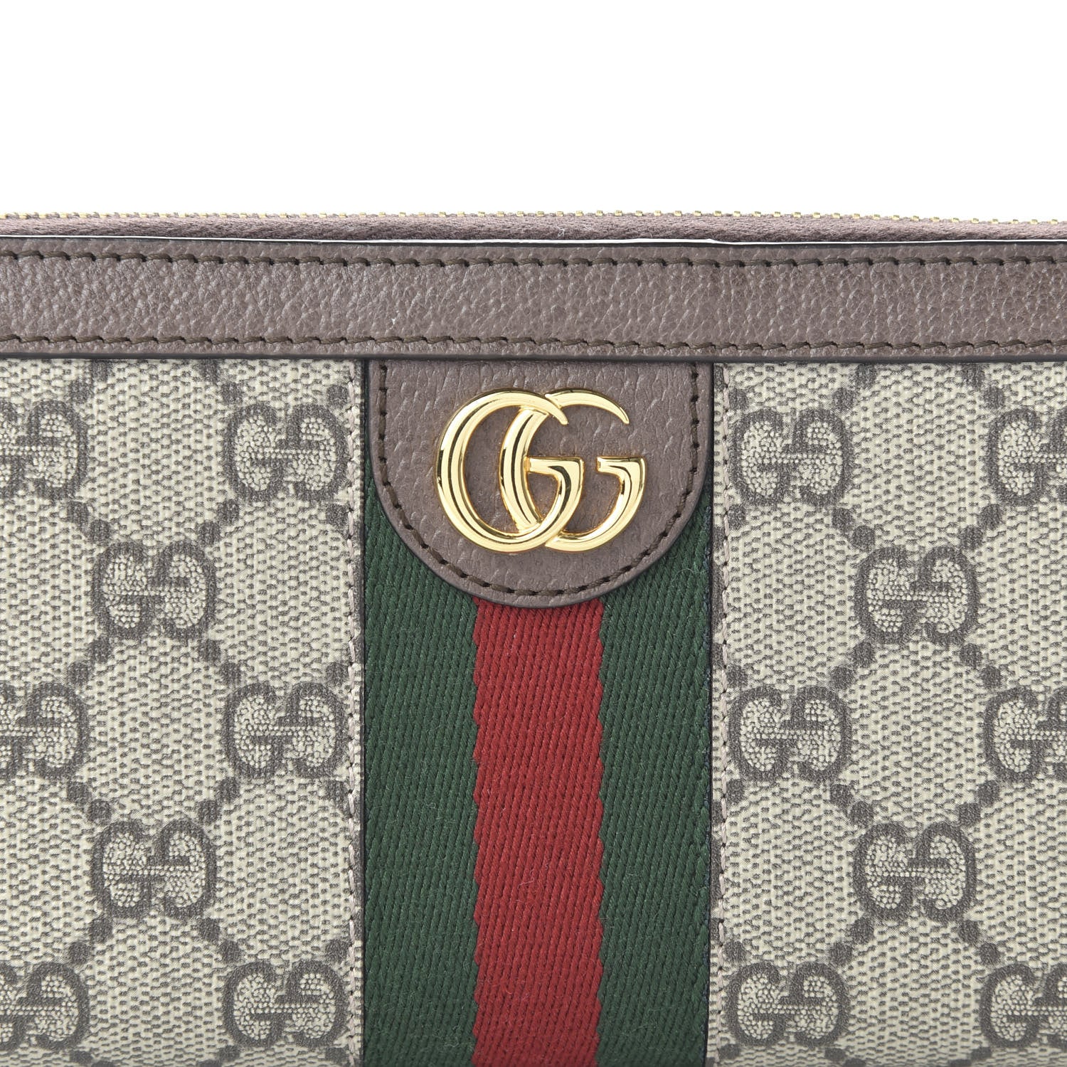 Gucci GG Supreme Monogram Web Ophidia Zip Around Wallet Brown 9 of 10
