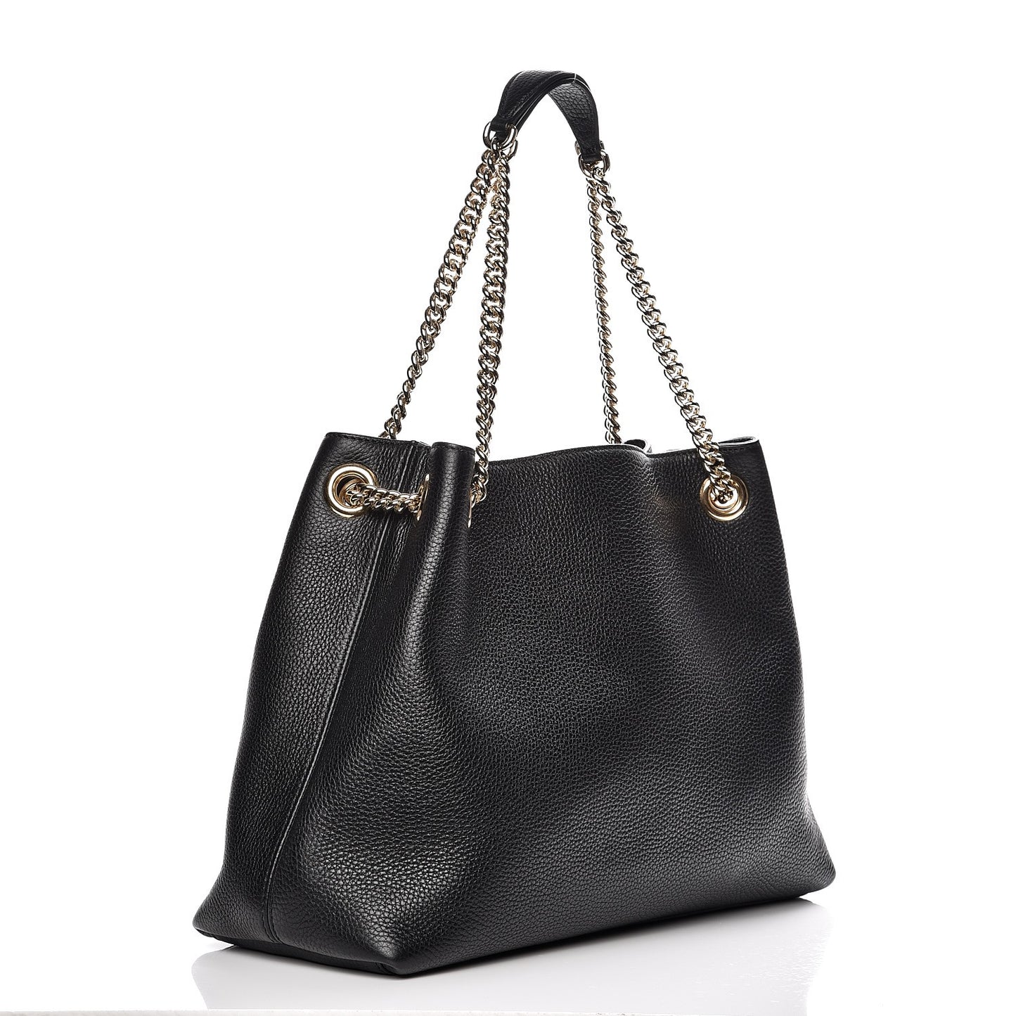 Pebbled Calfskin Medium Soho Chain Shoulder Bag Black