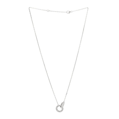 Cartier 18K White Gold Diamond Interlocking LOVE Paved Necklace 3 of 4