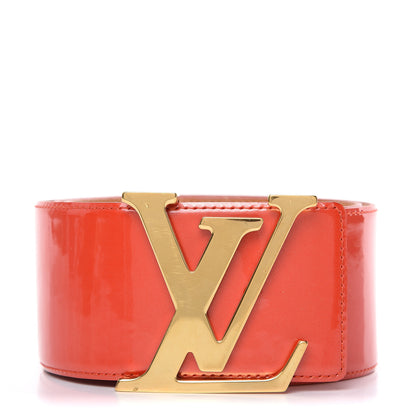 Louis Vuitton Patent LV Facettes Belt 85 34 Orange Sunset 1 of 8