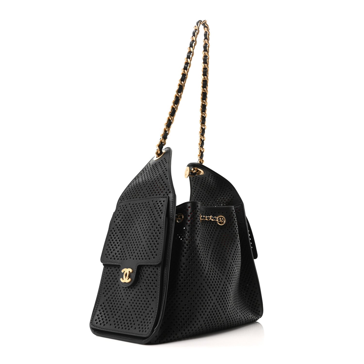 Chanel Perforated Calfskin Small Chanel 25 Handbag Black 1822906