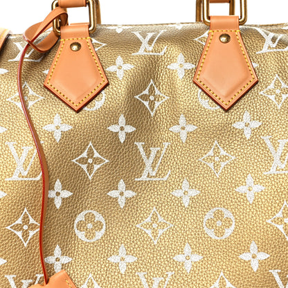 Louis Vuitton Metallic Calfskin Monogram Speedy P9 Bandouliere 30 Gold Kintsugi 9 of 11