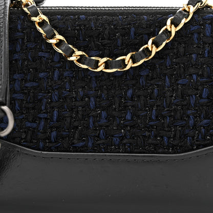 Chanel Tweed Calfskin Small Gabrielle Clutch With Chain Black Blue 11 of 17