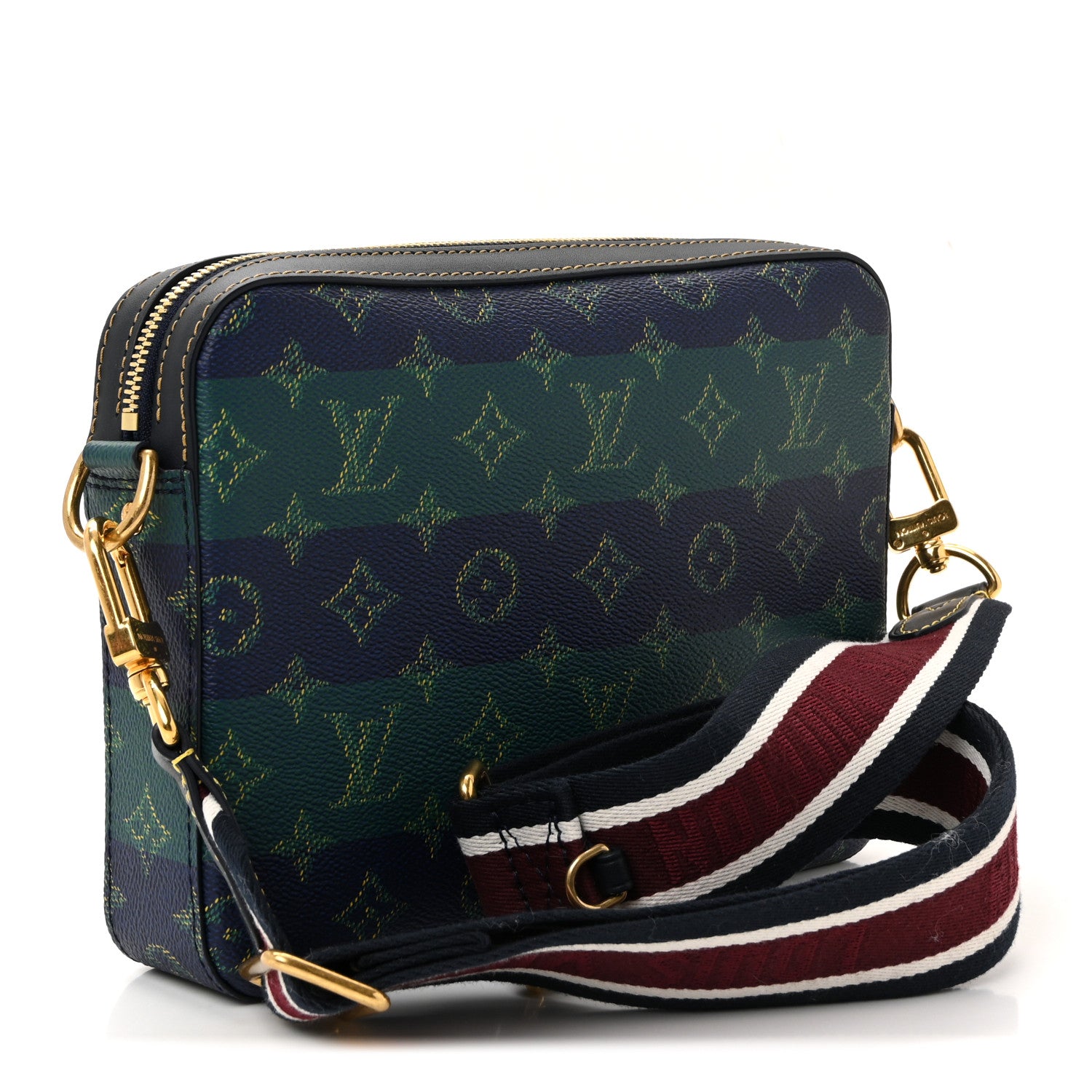 Louis Vuitton Monogram Heritage Stripes Trio Messenger Blue 4 of 10