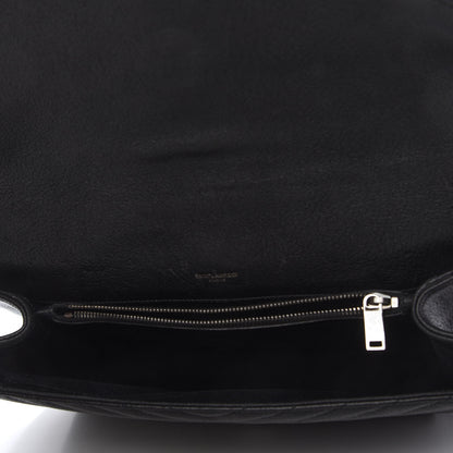 Saint Laurent Sheepskin Matelasse Chevron Monogram Large College Satchel Black 5 of 11