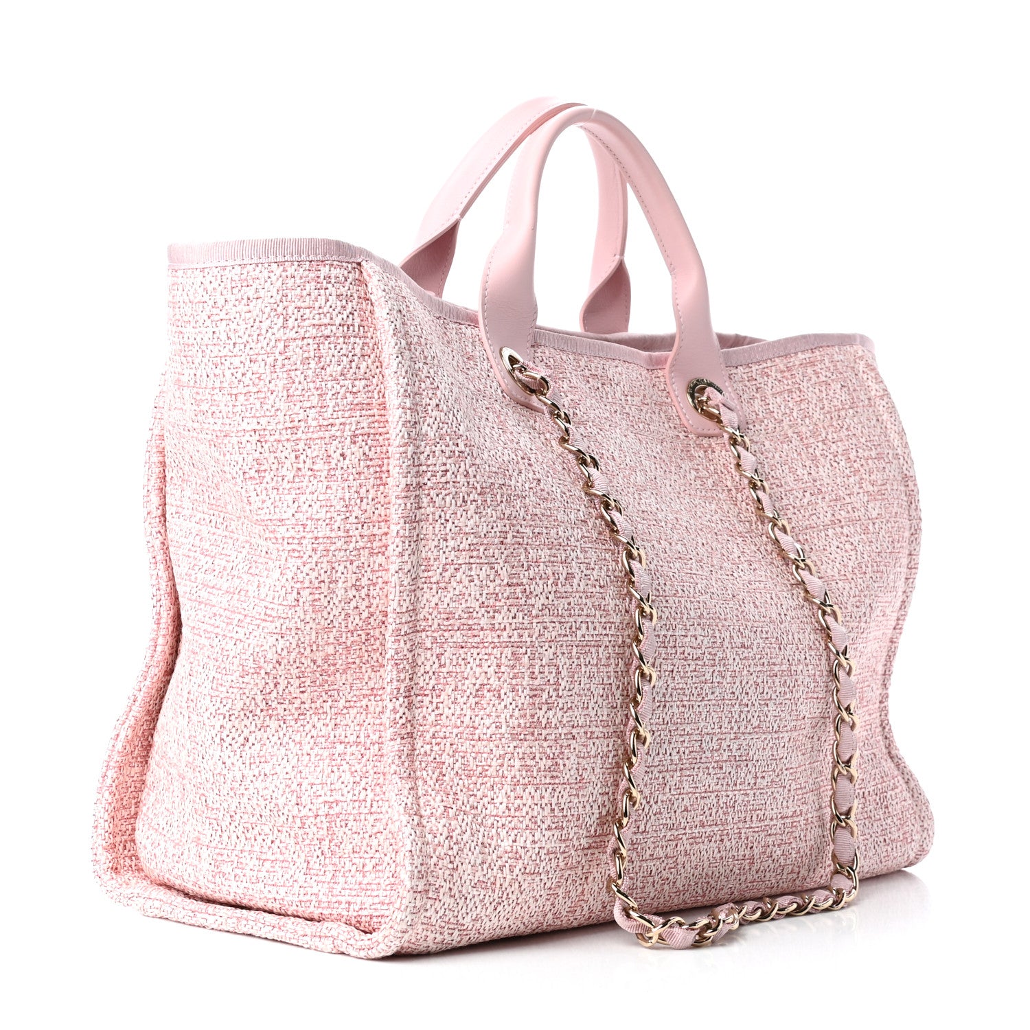 Chanel Straw Lurex Medium Deauville Tote Pink 3 of 9