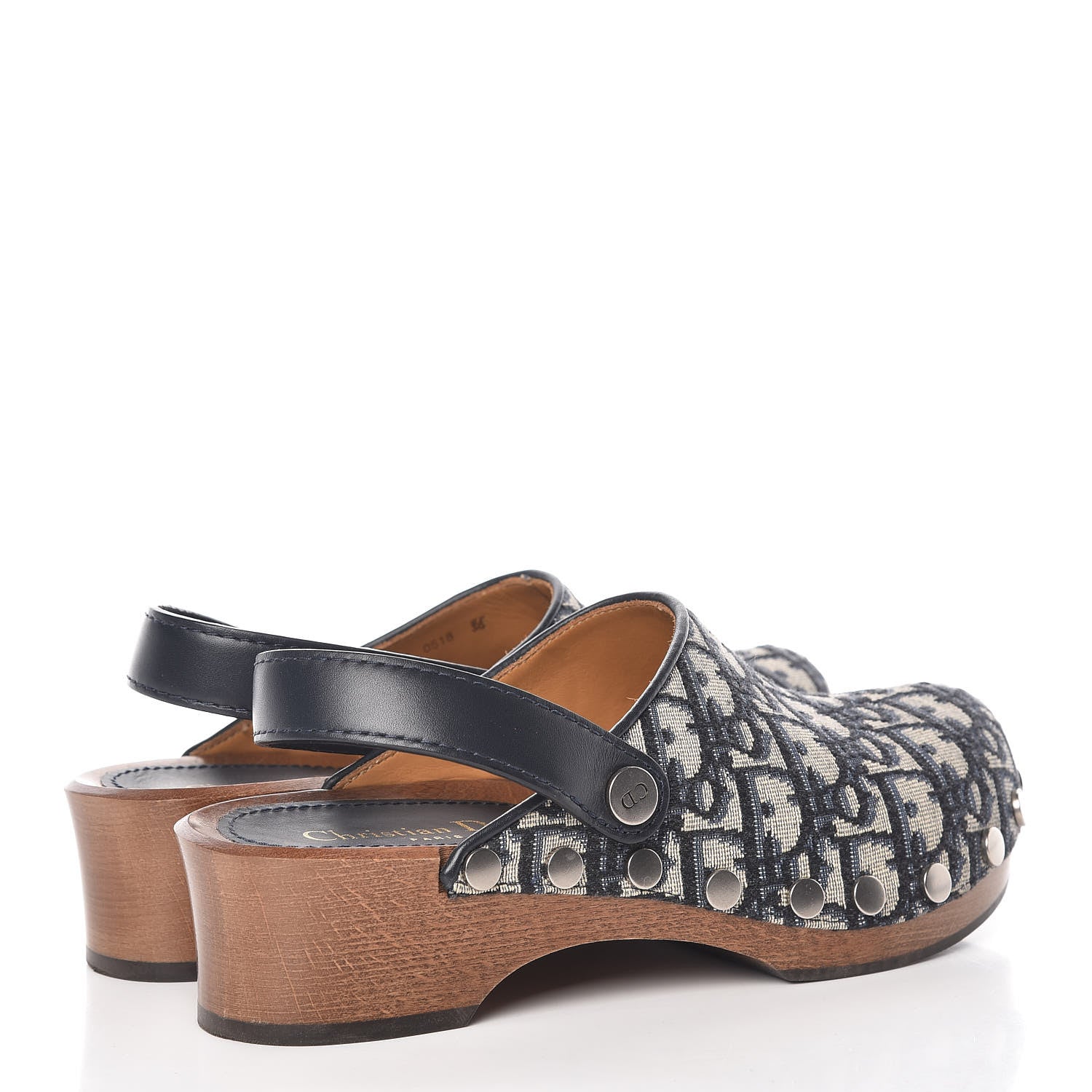 Christian Dior Canvas Oblique Diorquake 20mm Slingback Clogs 36 Deep Blue 4 of 7