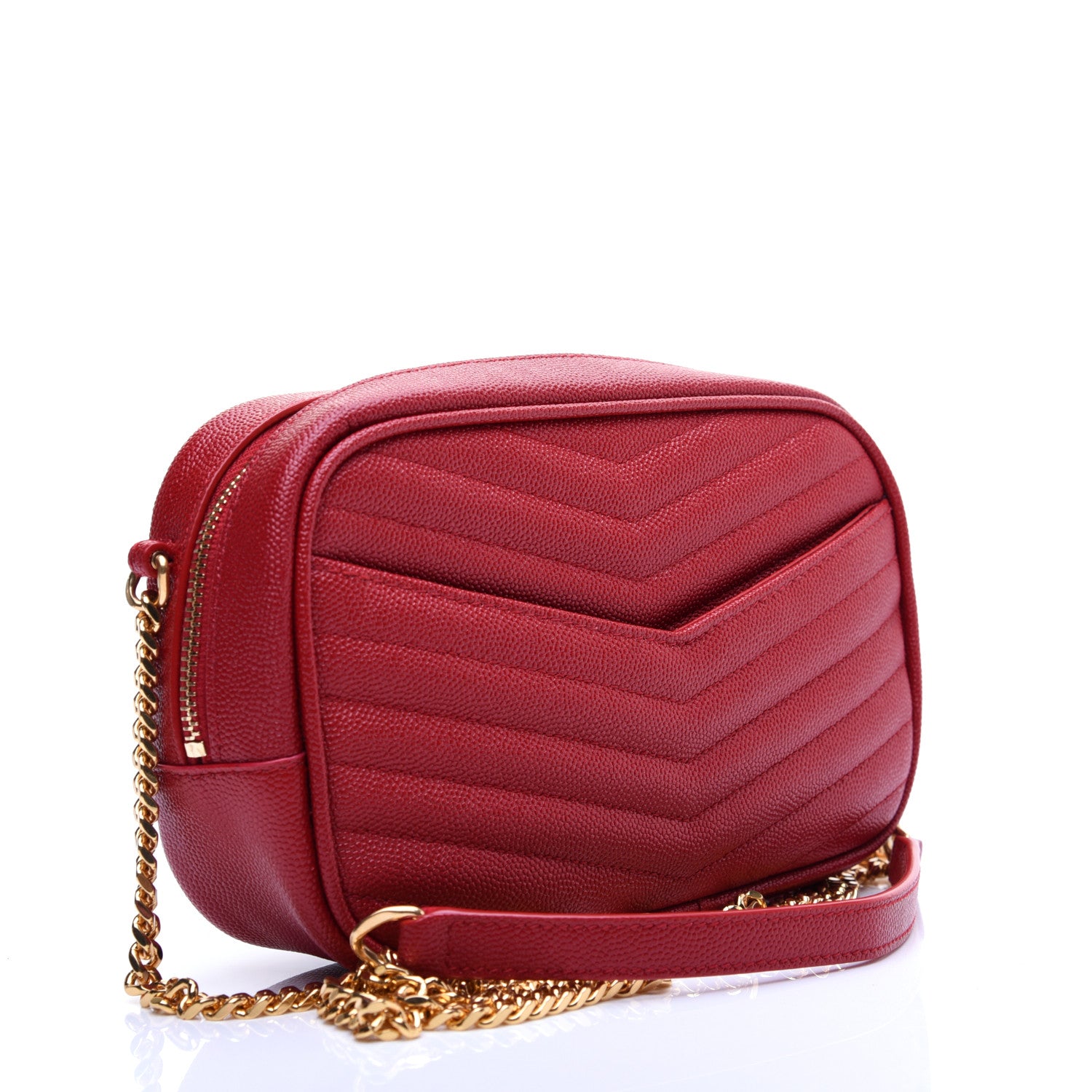 Saint Laurent Grain De Poudre Matelasse Monogram Mini Lou Camera Bag Eros Red 3 of 13