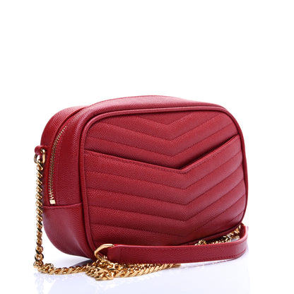 Saint Laurent Grain De Poudre Matelasse Monogram Mini Lou Camera Bag Eros Red 3 of 13