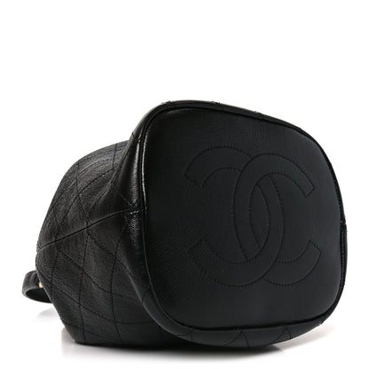 Chanel Shiny Lambskin Quilted Fashion Therapy Bucket Drawstring Bag Black 4 of 10