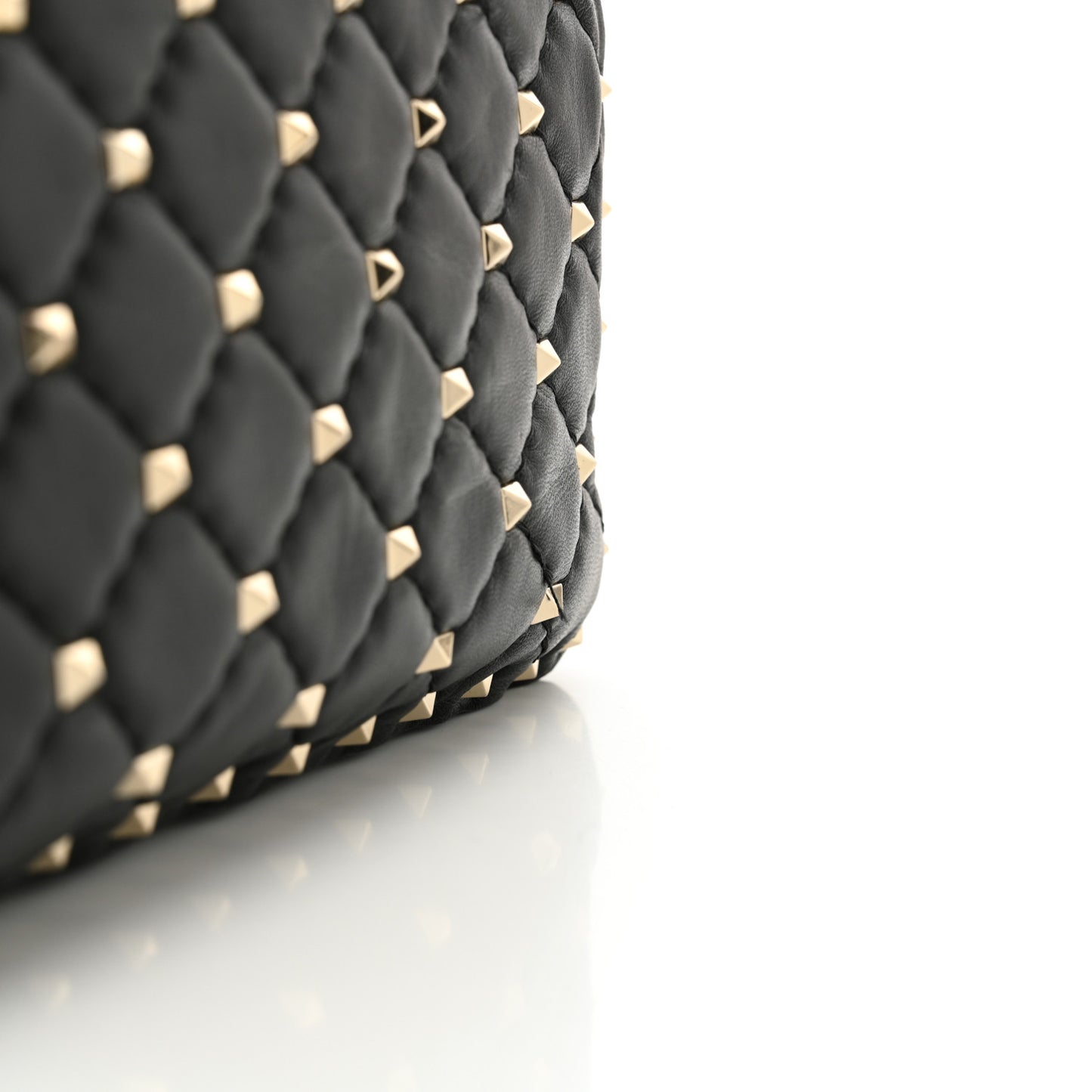 Lambskin Medium Rockstud Spike Shoulder Bag Black