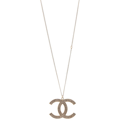 Chanel Metal Textured CC Pendant Necklace Gold 1 of 5